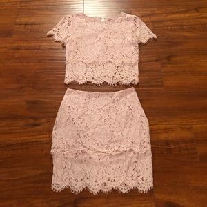 Lulu’s blush two piece lace dress